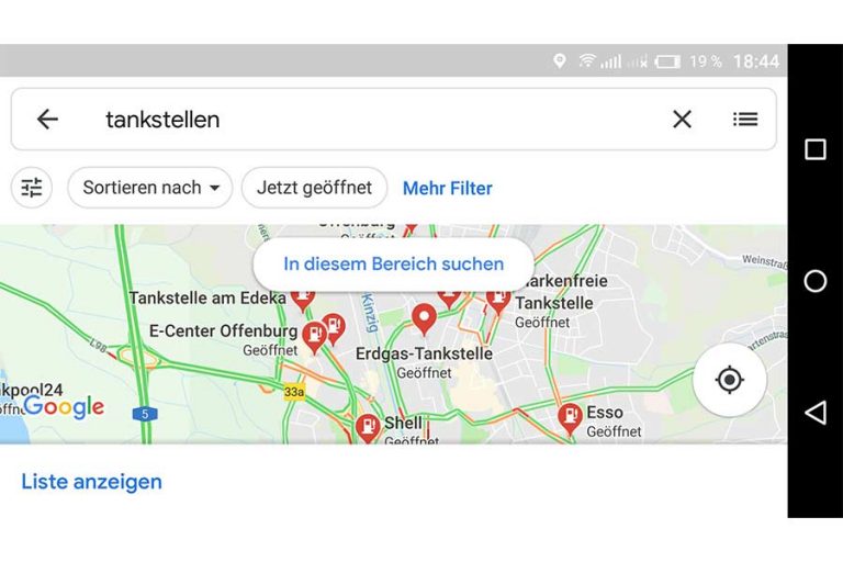 Mit Google Maps Tankstellen in der